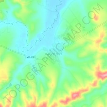 João Pinheiro topographic map, elevation, terrain