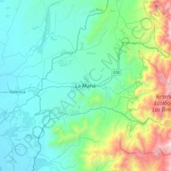La Maná topographic map, elevation, terrain