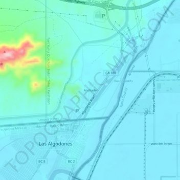 Andrade topographic map, elevation, terrain