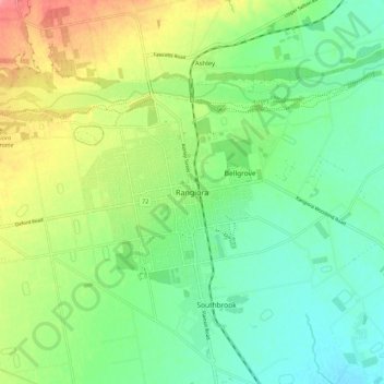 Rangiora topographic map, elevation, terrain