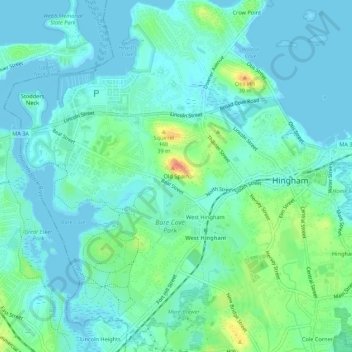 Old Spain topographic map, elevation, terrain