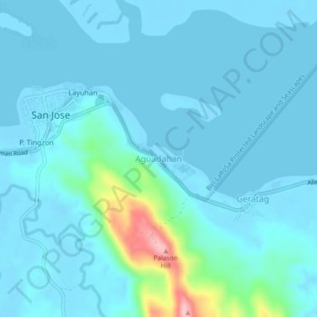 Aguadahan topographic map, elevation, terrain