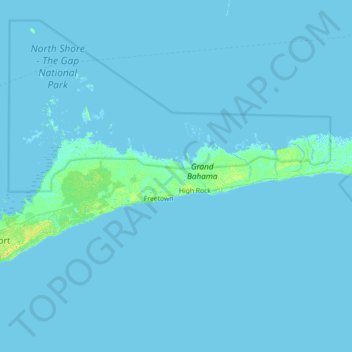 Grand Bahama topographic map, elevation, terrain