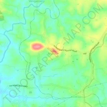 Mannur topographic map, elevation, terrain
