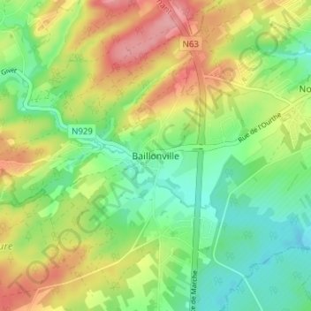 Baillonville topographic map, elevation, terrain