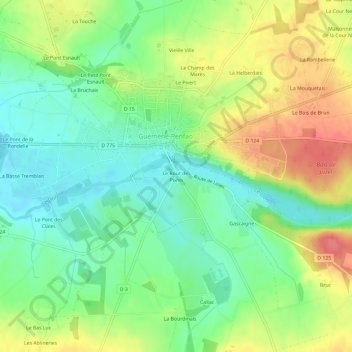 Le Bout des Ponts topographic map, elevation, terrain