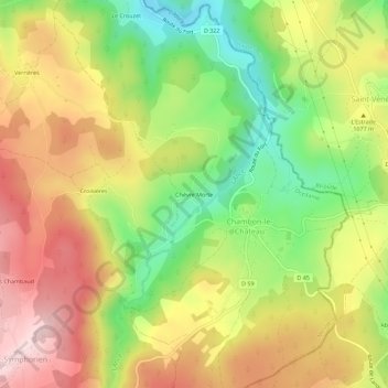 Chèvre Morte topographic map, elevation, terrain