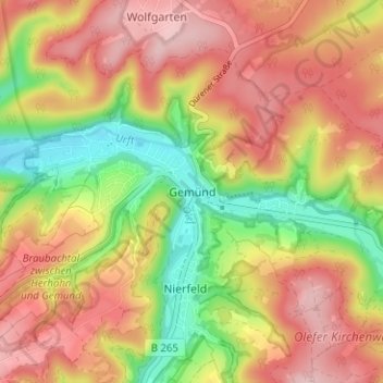 Gemünd topographic map, elevation, terrain