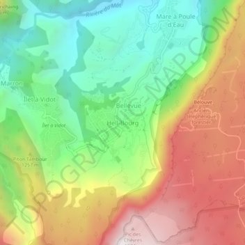 Hell Bourg topographic map, elevation, terrain