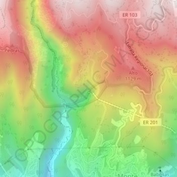 Pisão topographic map, elevation, terrain