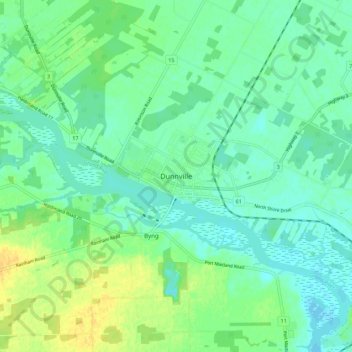 Dunnville topographic map, elevation, terrain