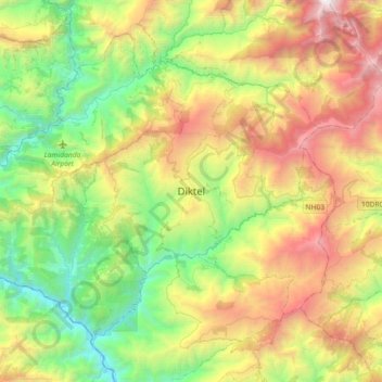 Diktel topographic map, elevation, terrain