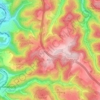 Bölling topographic map, elevation, terrain