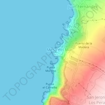 Punta de la Mesa topographic map, elevation, terrain