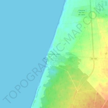 Costa de Lavos topographic map, elevation, terrain