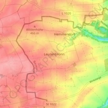 Leuzenbronn topographic map, elevation, terrain
