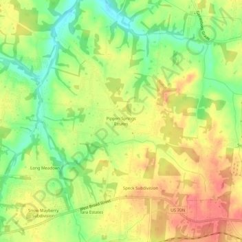 Pippen Springs Estates topographic map, elevation, terrain