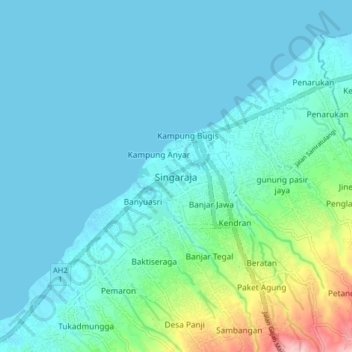 Singaraja topographic map, elevation, terrain