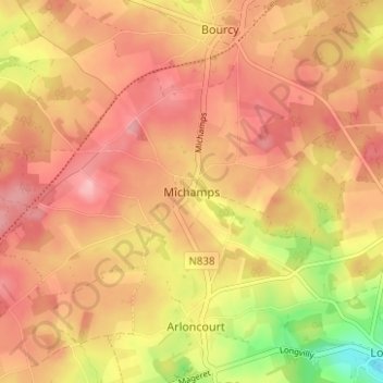 Mîchamps topographic map, elevation, terrain