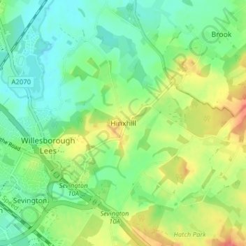 Hinxhill topographic map, elevation, terrain
