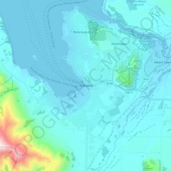 Wānaka topographic map, elevation, terrain