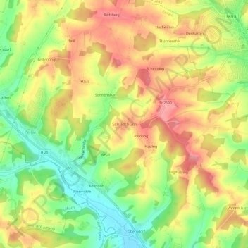 Schildthurn topographic map, elevation, terrain