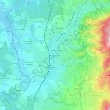 Moulin Febvre topographic map, elevation, terrain