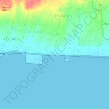 Sejati topographic map, elevation, terrain