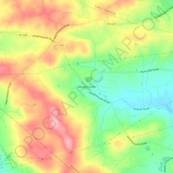 Alleghenyville topographic map, elevation, terrain