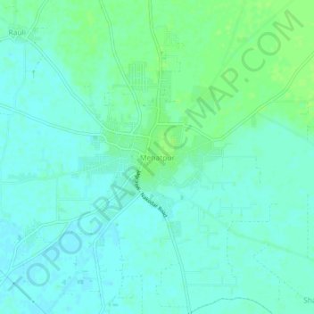 Mehatpur topographic map, elevation, terrain