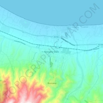 Rossano Scalo topographic map, elevation, terrain