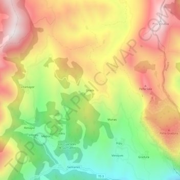 Drada topographic map, elevation, terrain