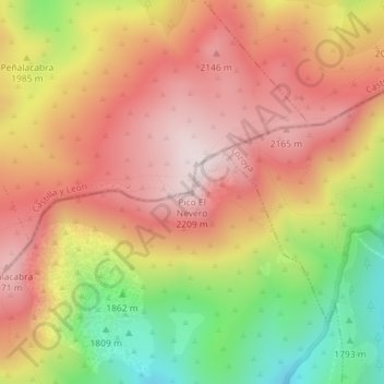 Pico El Nevero topographic map, elevation, terrain