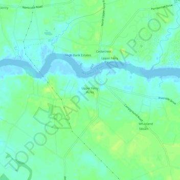 Upper Ferry Acres topographic map, elevation, terrain