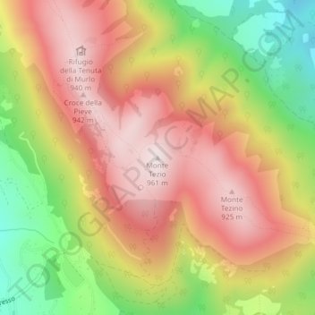 Monte Tezio topographic map, elevation, terrain