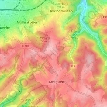 Windgarten topographic map, elevation, terrain