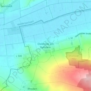 Osterode am Fallstein topographic map, elevation, terrain