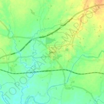 Sakti topographic map, elevation, terrain