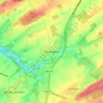 Terwagne topographic map, elevation, terrain