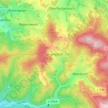 Ursenbach topographic map, elevation, terrain