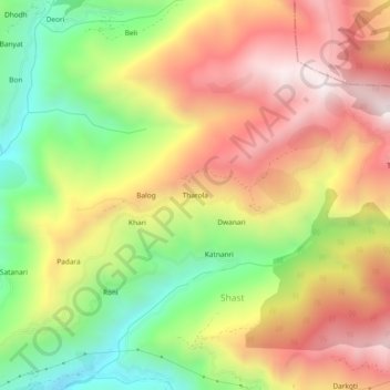 Tharola topographic map, elevation, terrain