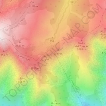 Puerto de Candeleda topographic map, elevation, terrain