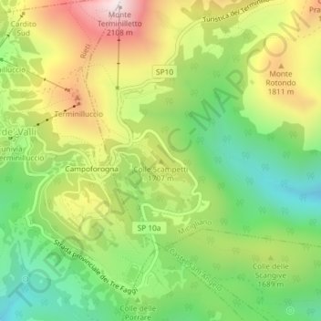 Colle Scampetti topographic map, elevation, terrain