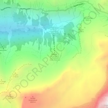 Oberalp topographic map, elevation, terrain