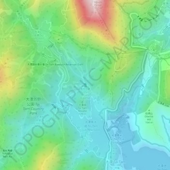 Tai Tam Mound Waterfall topographic map, elevation, terrain