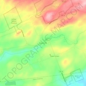 Barkersville topographic map, elevation, terrain