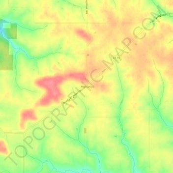 Highland topographic map, elevation, terrain