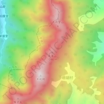青莲山 topographic map, elevation, terrain