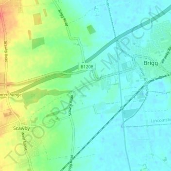 Scawby Brook topographic map, elevation, terrain