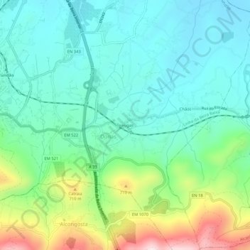 Teixugas topographic map, elevation, terrain